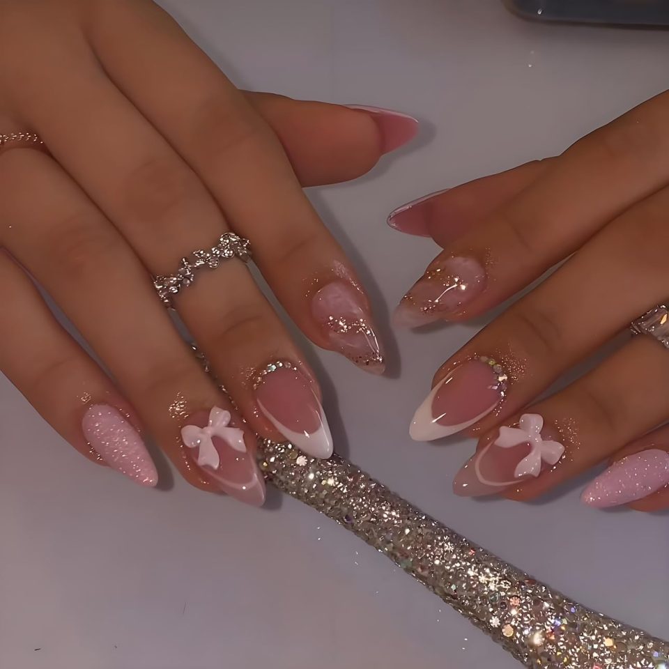 Almond French Tip Press on Nails