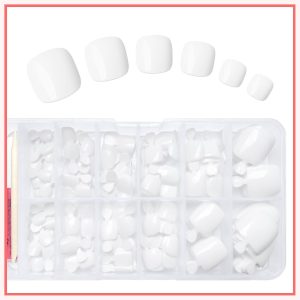 LuckForever 168pc Press on Toenails Women Fake Toe Nails with Glue Tabs.