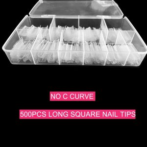 No C Curve XL Long Square Shaped Straight Fake Nails