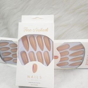 24Pcs Stiletto Press on Nails with Solid Color Design.