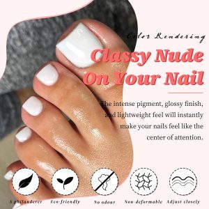 LuckForever 168pc Press on Toenails Women Fake Toe Nails with Glue Tabs.