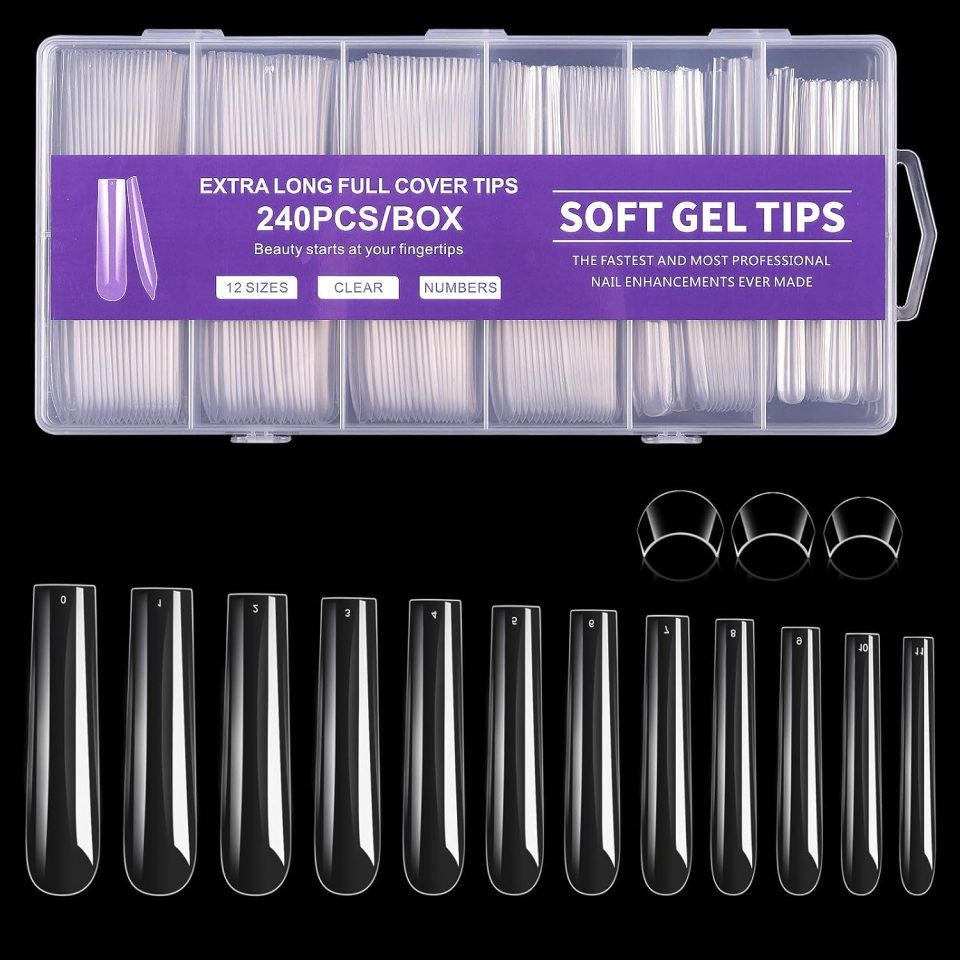 240Pcs Square Soft Gel Nail Tips.