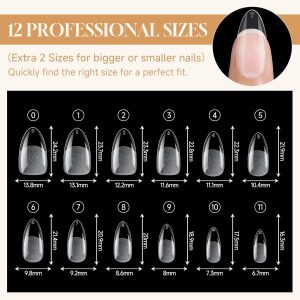 Almond Nail Tips: 240pcs Pointed Almond Soft Gel Nail Tips.