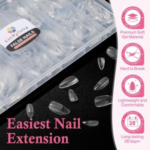 Almond Nail Tips: 240pcs Pointed Almond Soft Gel Nail Tips.